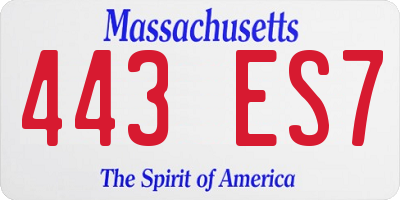 MA license plate 443ES7