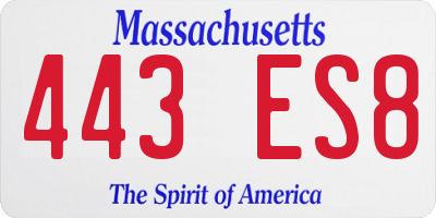 MA license plate 443ES8
