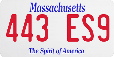 MA license plate 443ES9