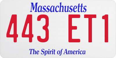 MA license plate 443ET1