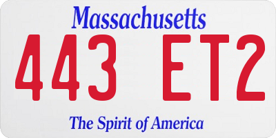 MA license plate 443ET2