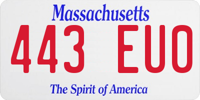 MA license plate 443EU0