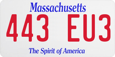 MA license plate 443EU3