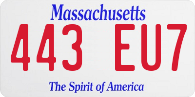 MA license plate 443EU7