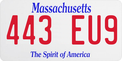 MA license plate 443EU9