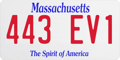 MA license plate 443EV1