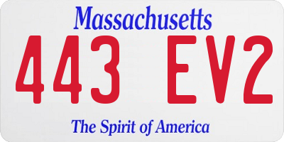 MA license plate 443EV2