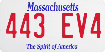 MA license plate 443EV4