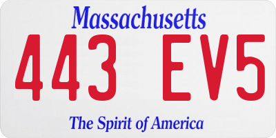 MA license plate 443EV5