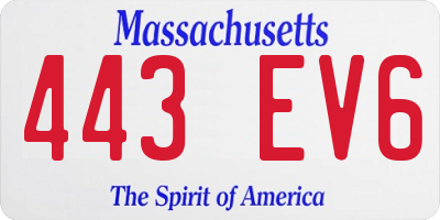 MA license plate 443EV6