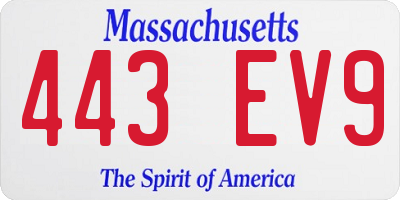 MA license plate 443EV9