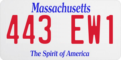 MA license plate 443EW1