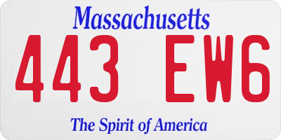 MA license plate 443EW6