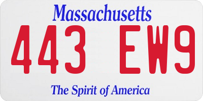 MA license plate 443EW9