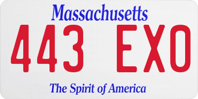 MA license plate 443EX0