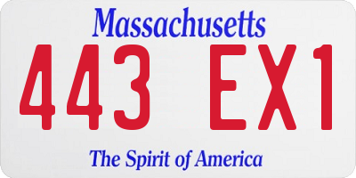MA license plate 443EX1