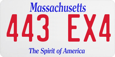 MA license plate 443EX4
