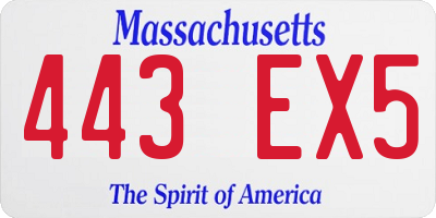 MA license plate 443EX5