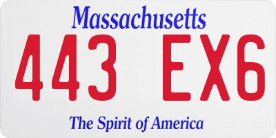 MA license plate 443EX6