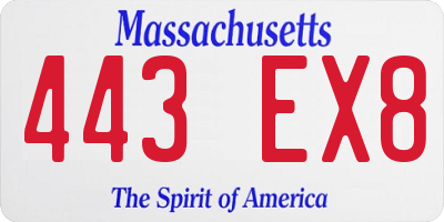 MA license plate 443EX8