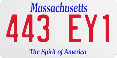 MA license plate 443EY1