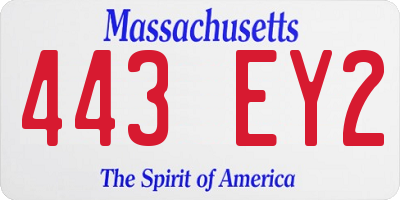 MA license plate 443EY2