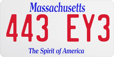 MA license plate 443EY3