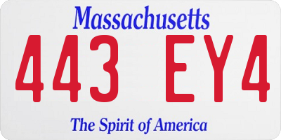 MA license plate 443EY4