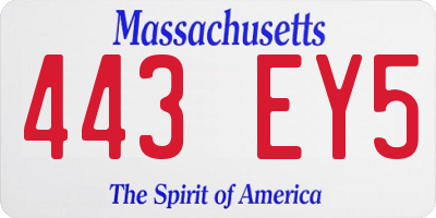 MA license plate 443EY5