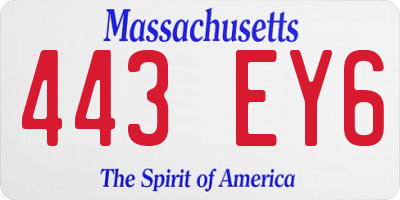 MA license plate 443EY6