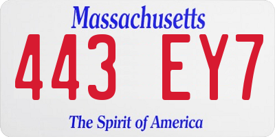 MA license plate 443EY7