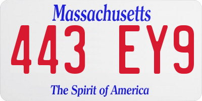MA license plate 443EY9