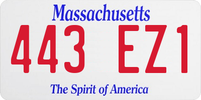 MA license plate 443EZ1