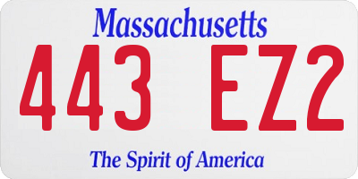 MA license plate 443EZ2