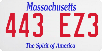 MA license plate 443EZ3