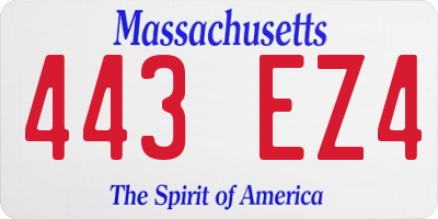 MA license plate 443EZ4