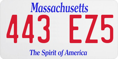 MA license plate 443EZ5