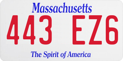 MA license plate 443EZ6