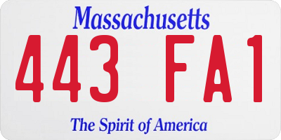 MA license plate 443FA1