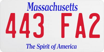 MA license plate 443FA2