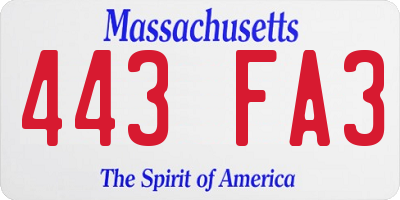 MA license plate 443FA3