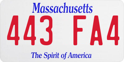 MA license plate 443FA4