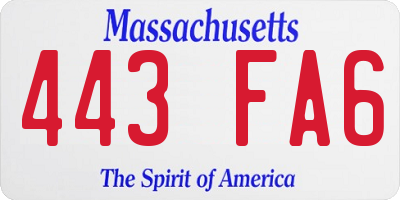 MA license plate 443FA6
