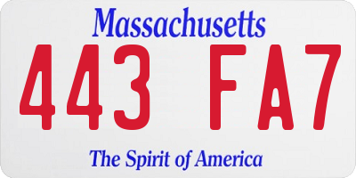 MA license plate 443FA7