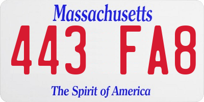 MA license plate 443FA8