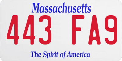 MA license plate 443FA9