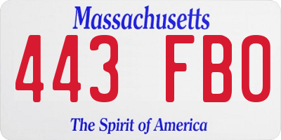 MA license plate 443FB0