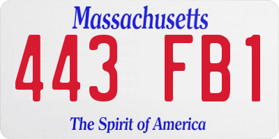 MA license plate 443FB1