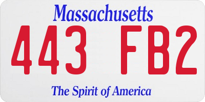 MA license plate 443FB2
