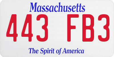 MA license plate 443FB3